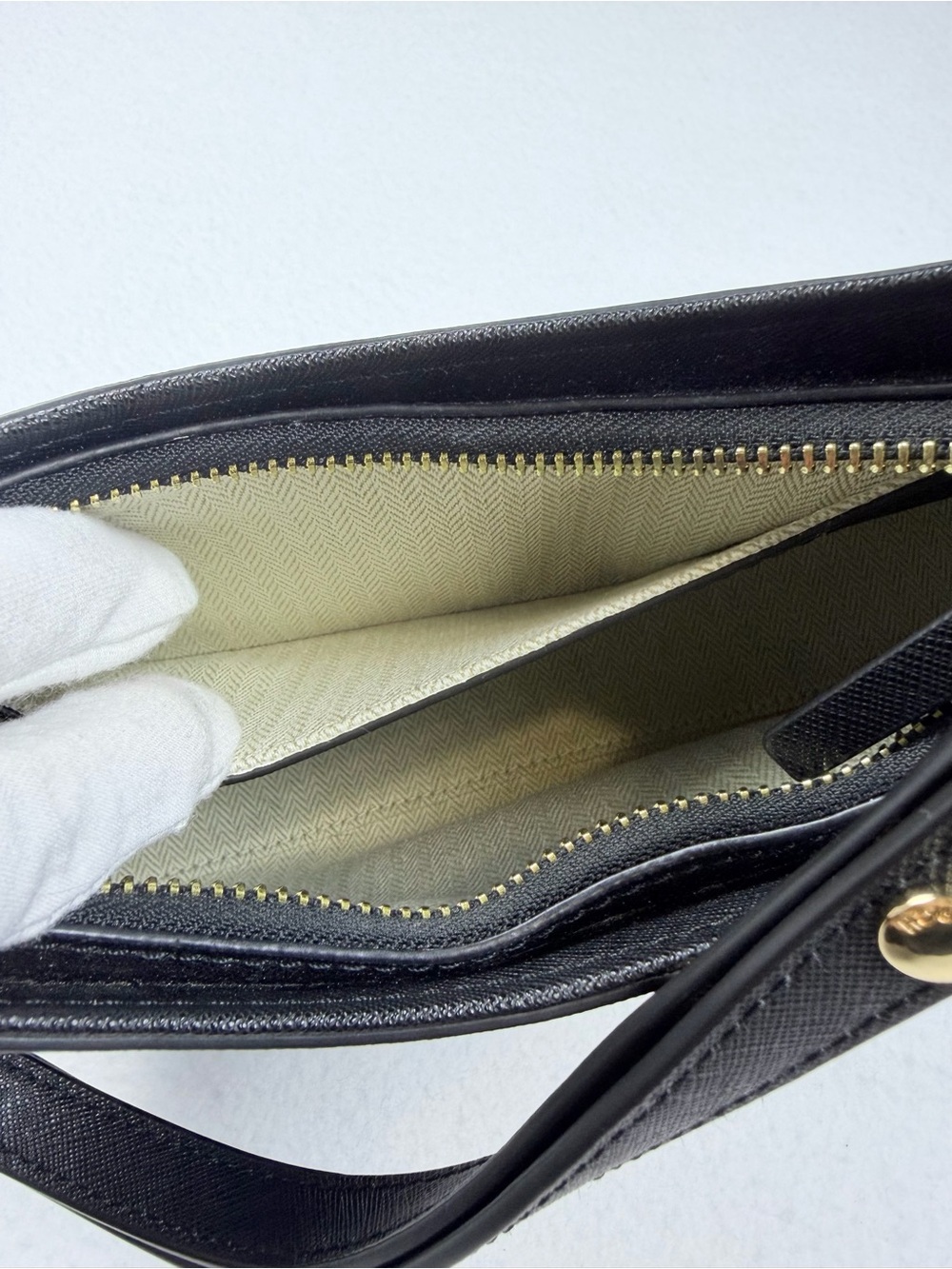 Tory Burch Black Saffiano Leather Small Crescent / Shoulder Bag Gold Hardware - Picture 7 of 13